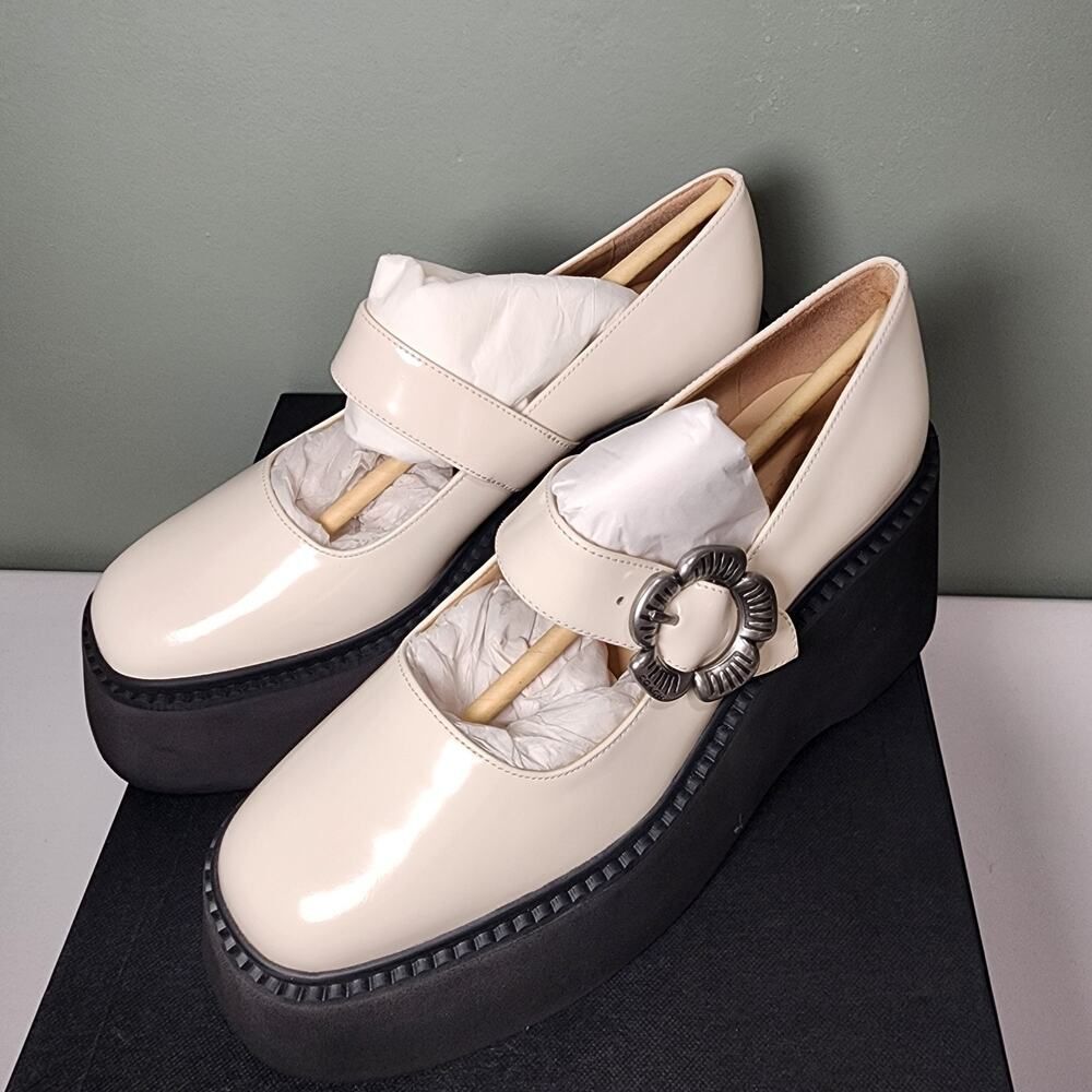 NIB Coach CBP04 Women's Tea Rose Platform Mary Jane Flats Chalk Sz. 7 B - Picture 4 of 7